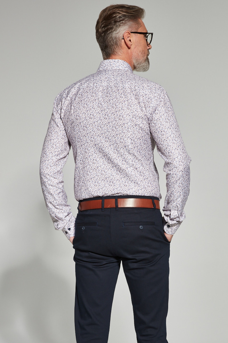 Beżowa koszula męska microwzór | Villaro