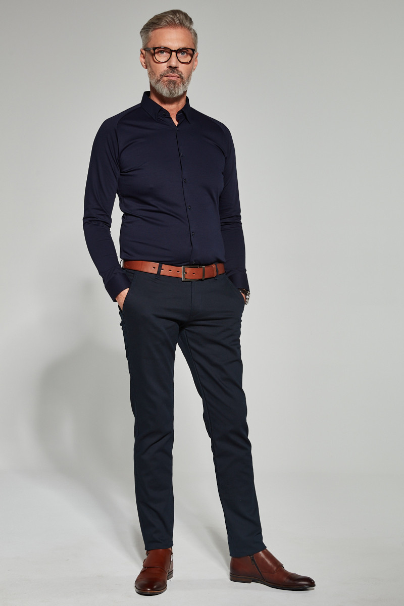 Granatowa koszula męska dzianina | Villaro