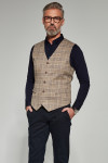 Brązowa Kamizelka Męska Wzór Krata