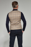 Brązowa Kamizelka Męska Wzór Krata